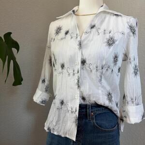 Y2K Sheer Floral Button Up Shirt
